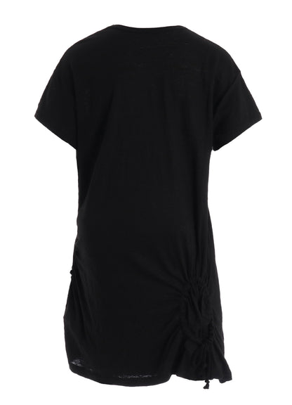 LINEN JERSEY SHIRRING POCKET TEE