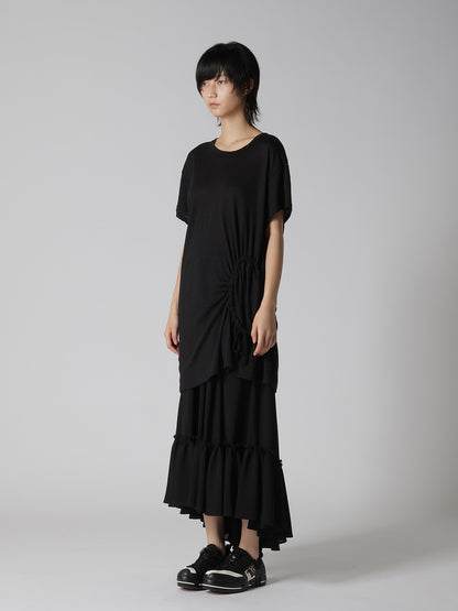 LINEN JERSEY SHIRRING POCKET TEE