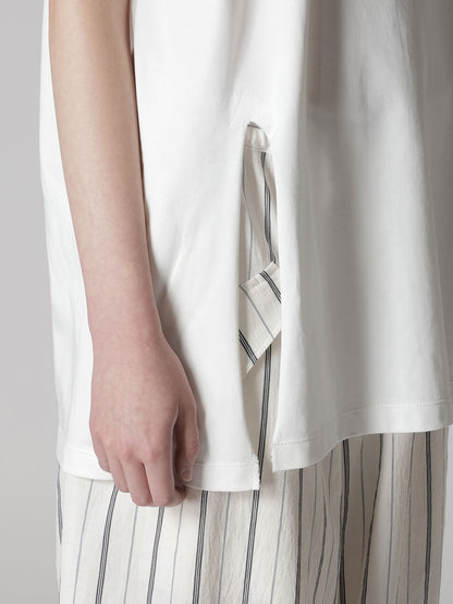 COTTON JERSEY SLIT SHORT SLEEVE TEE