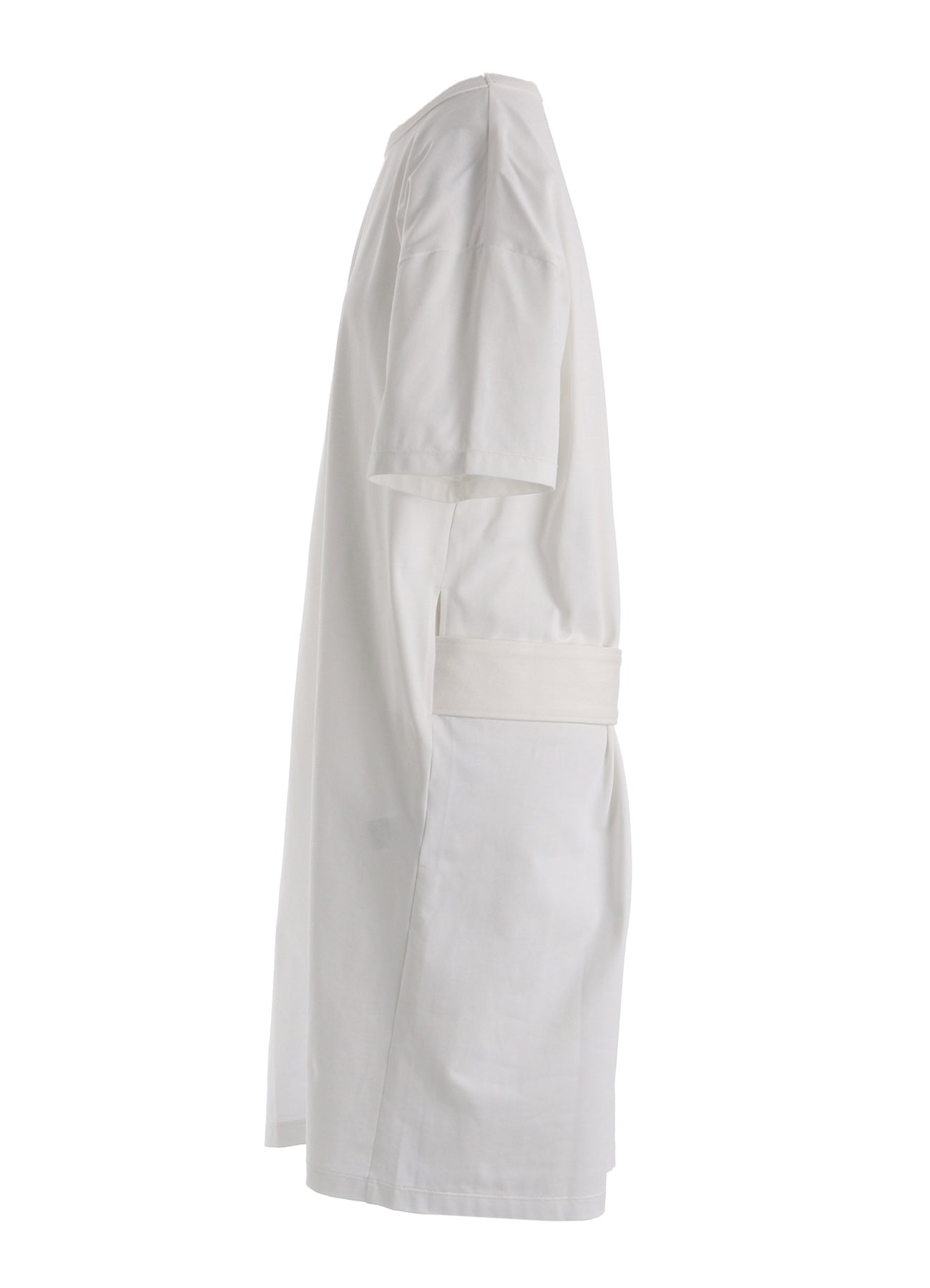 COTTON JERSEY SLIT SHORT SLEEVE LONG TEE