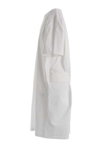 COTTON JERSEY SLIT SHORT SLEEVE LONG TEE