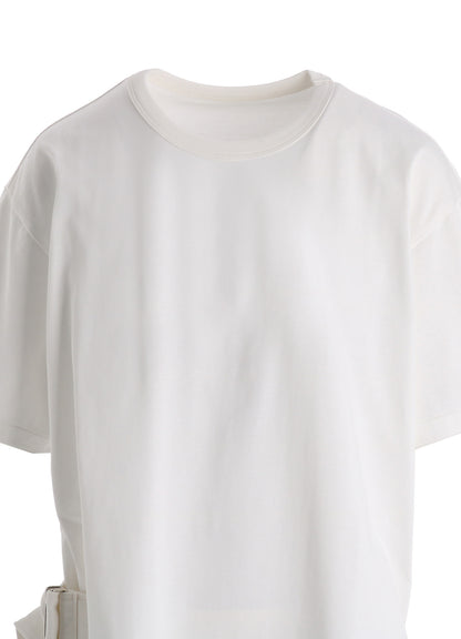 COTTON JERSEY SLIT SHORT SLEEVE LONG TEE