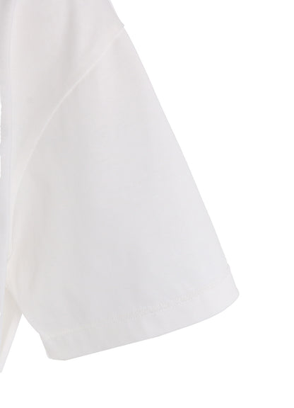COTTON JERSEY SLIT SHORT SLEEVE LONG TEE