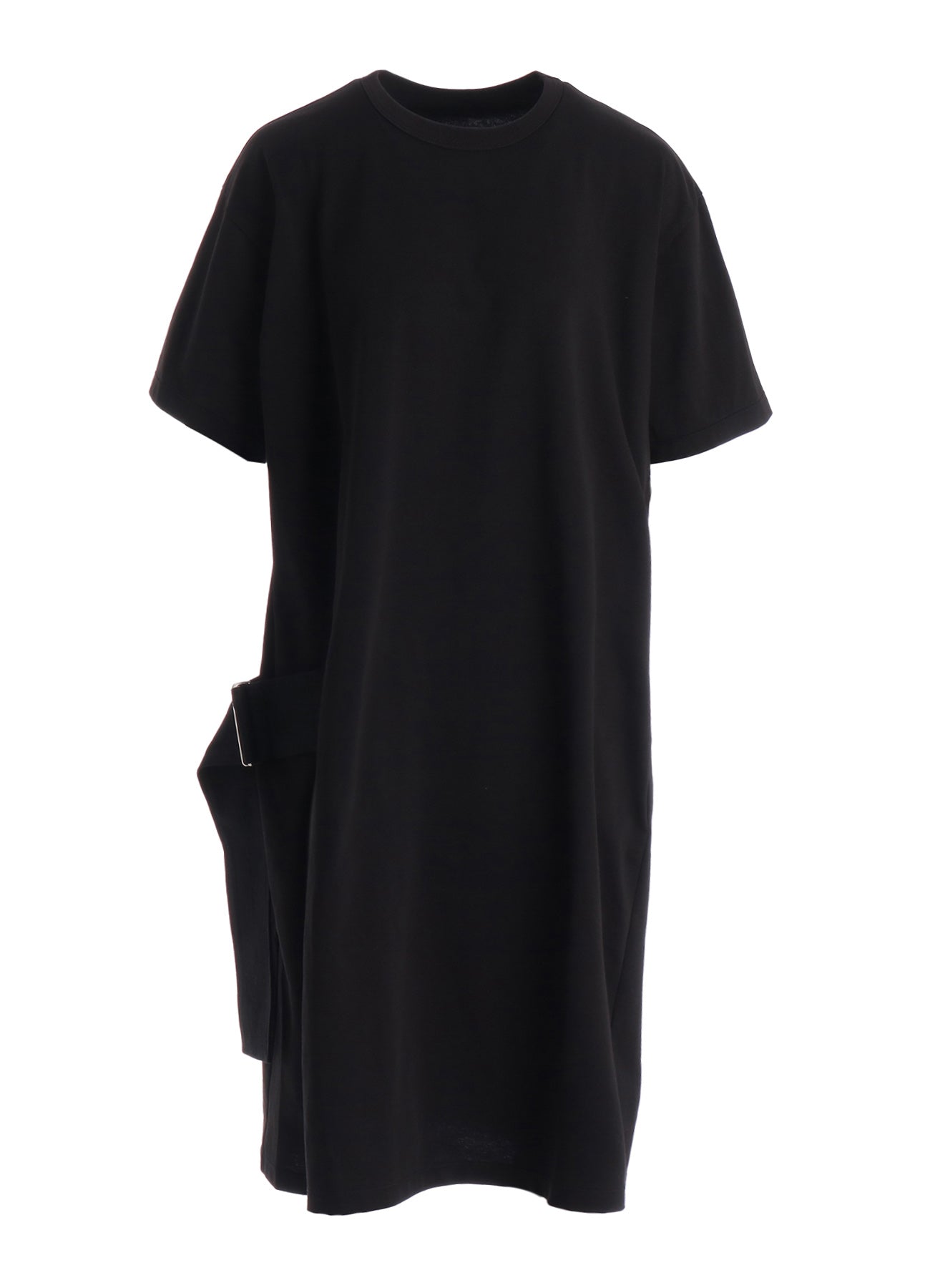 COTTON JERSEY SLIT SHORT SLEEVE LONG TEE