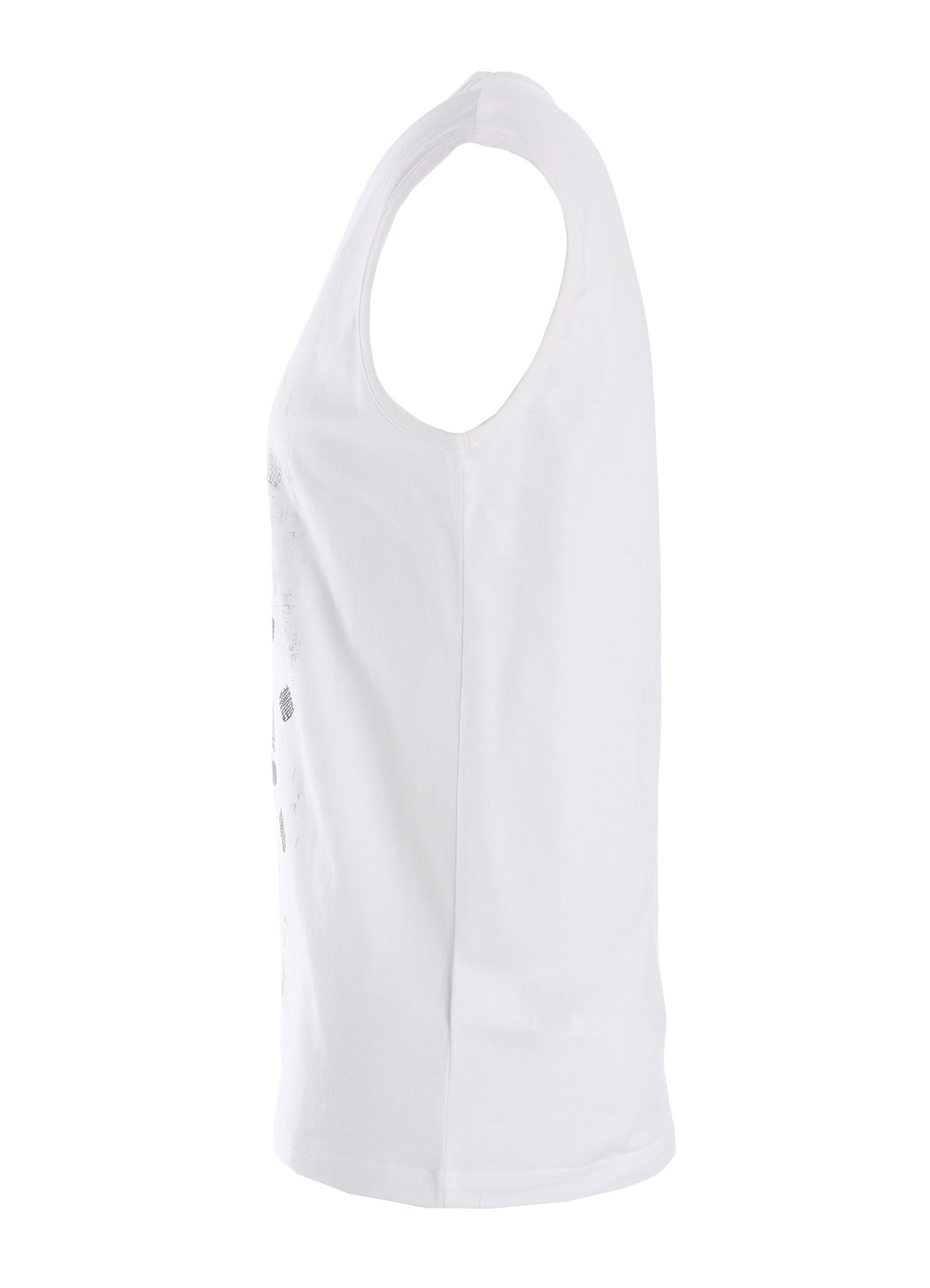 COTTON JERSEY PLAID PRINT SLEEVELESS PRINT TEE