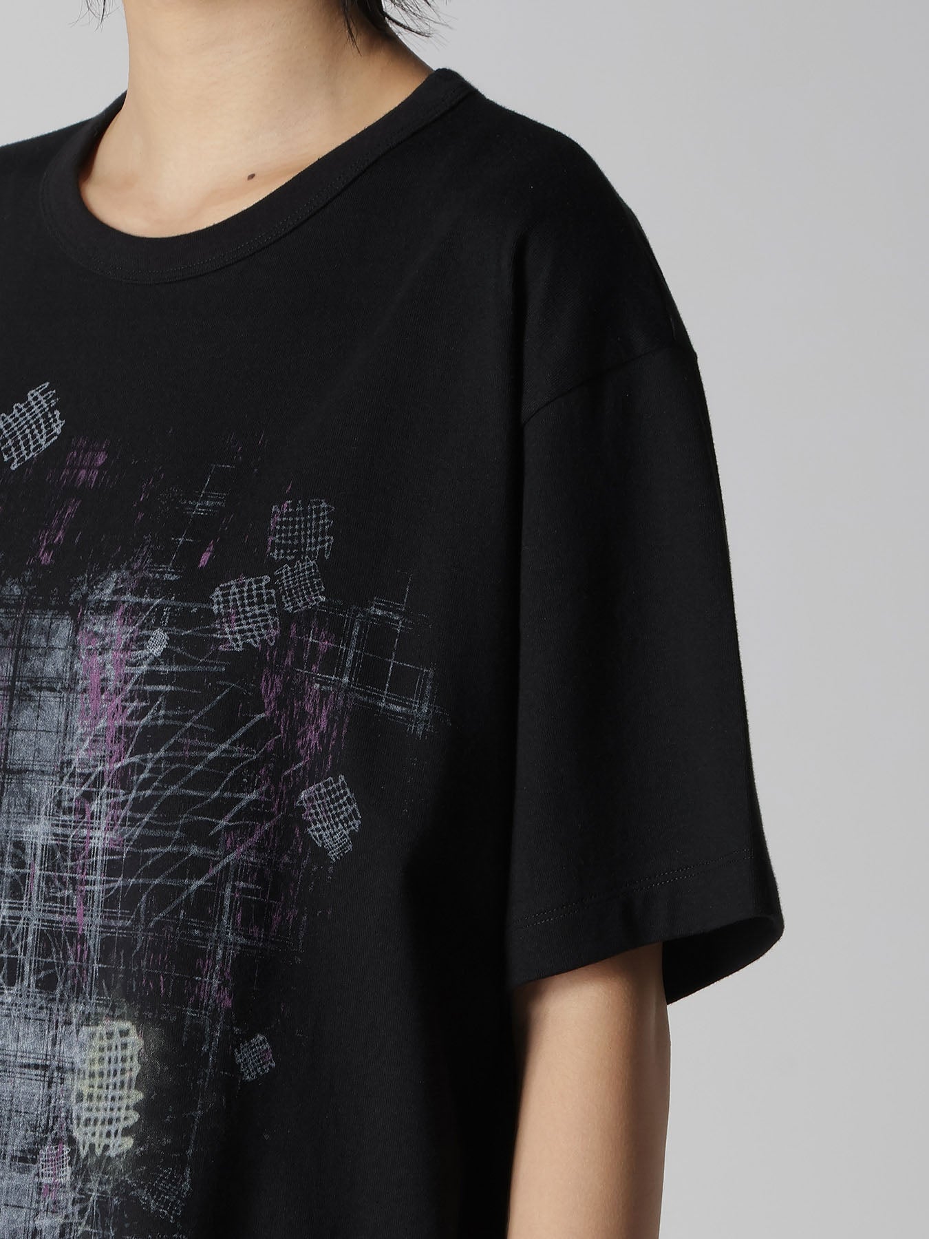 COTTON JERSEY PLAID PRINT SHORT SLEEVE BIG TEE