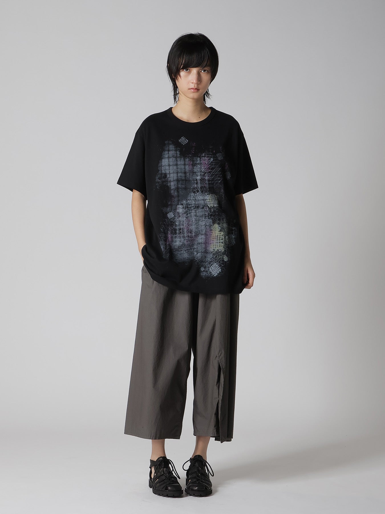 COTTON JERSEY PLAID PRINT SHORT SLEEVE BIG TEE