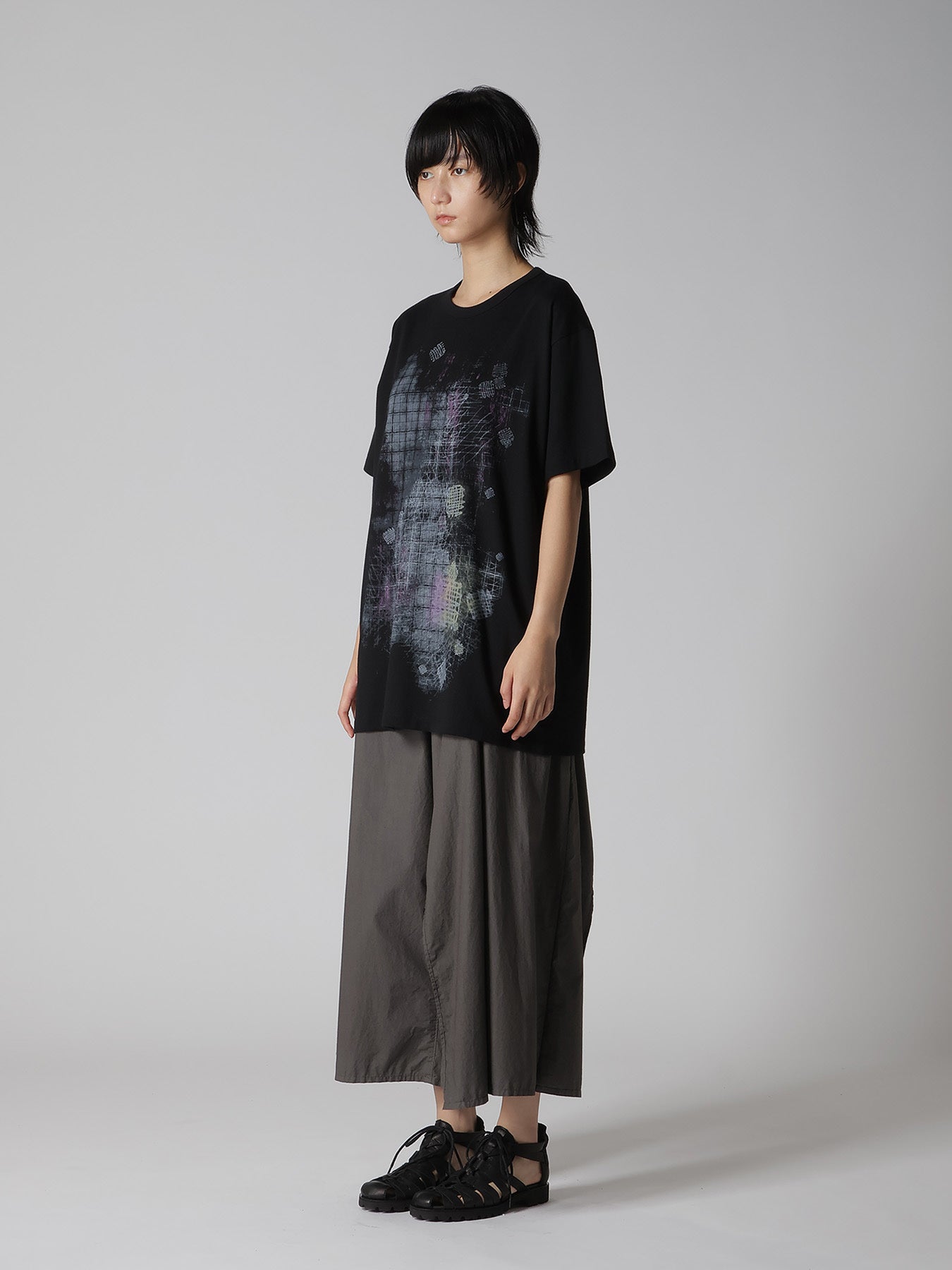 COTTON JERSEY PLAID PRINT SHORT SLEEVE BIG TEE