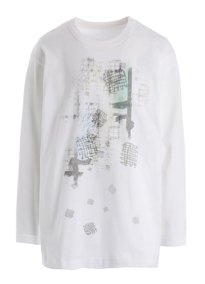 COTTON JERSEY PLAID PRINT LONG SLEEVE BIG TEE