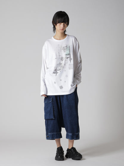 COTTON JERSEY PLAID PRINT LONG SLEEVE BIG TEE