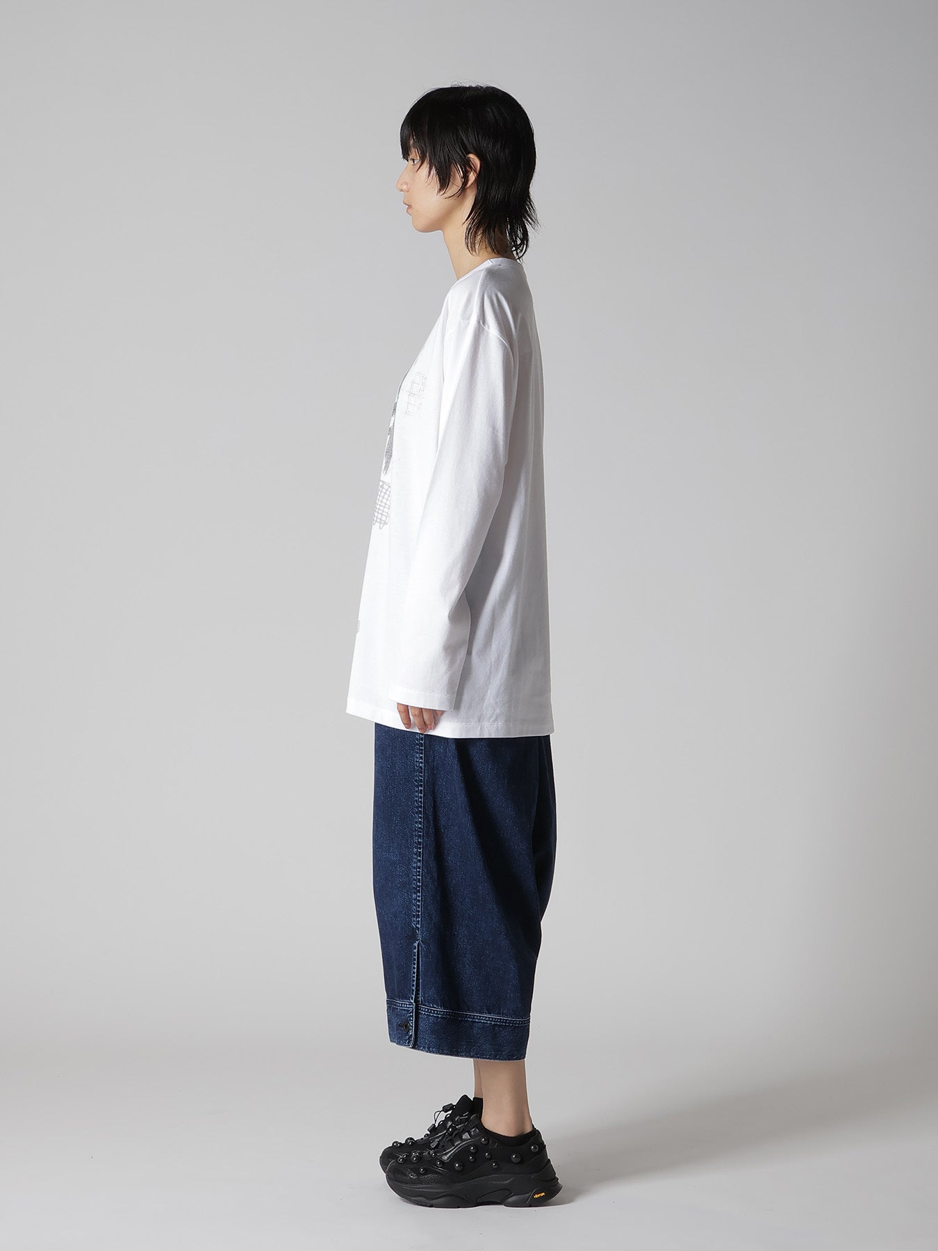 COTTON JERSEY PLAID PRINT LONG SLEEVE BIG TEE