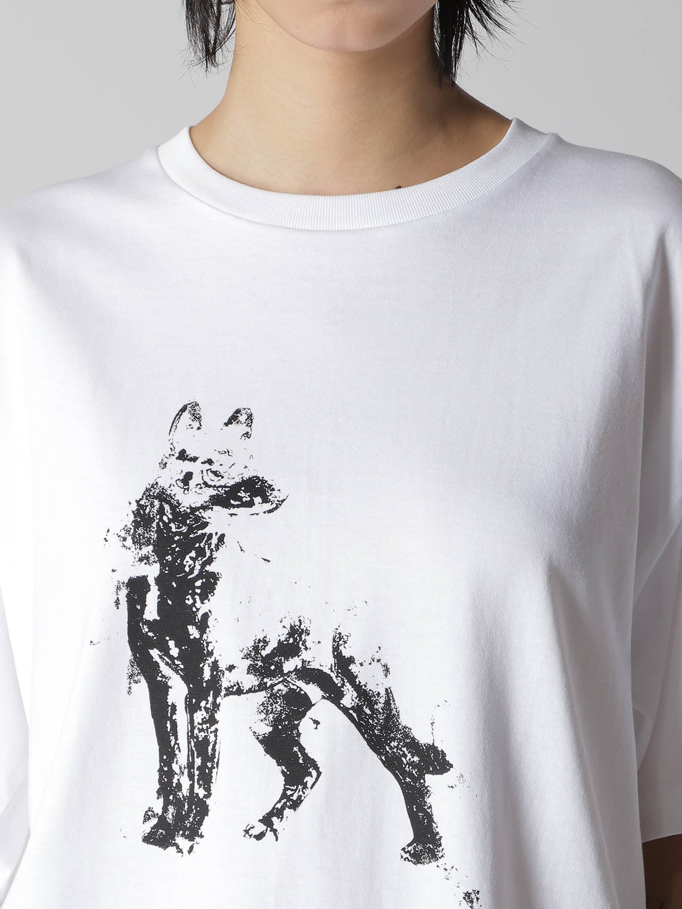 COTTON JERSEY DOG PIGMENT PRINT TEE