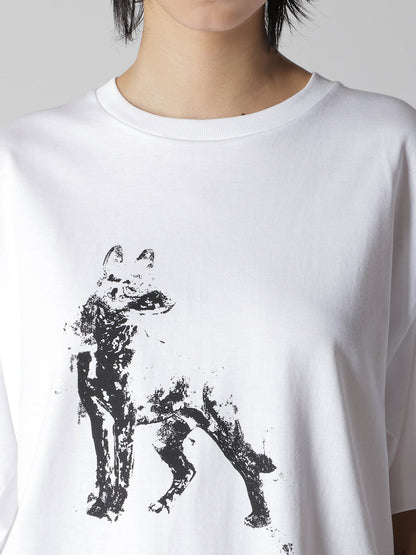 COTTON JERSEY DOG PIGMENT PRINT TEE