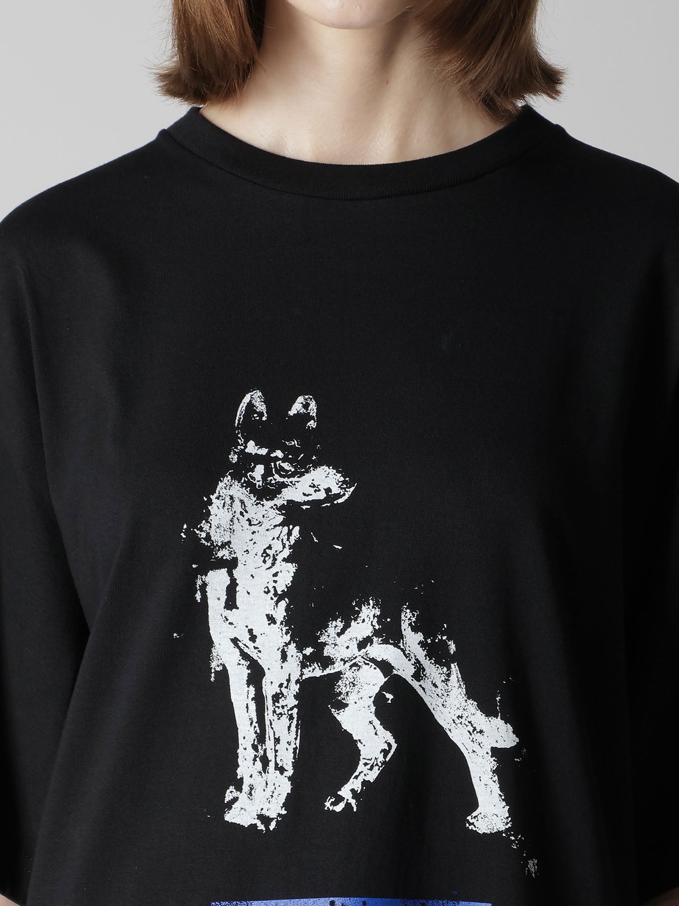 COTTON JERSEY DOG PIGMENT PRINT TEE