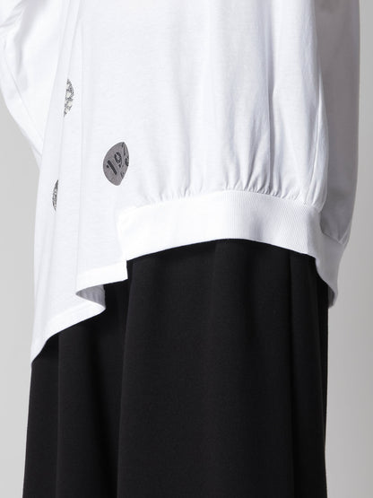 JERSEY ANGEL DOT PIGMENT PRINT ASYMMETRIC TEE