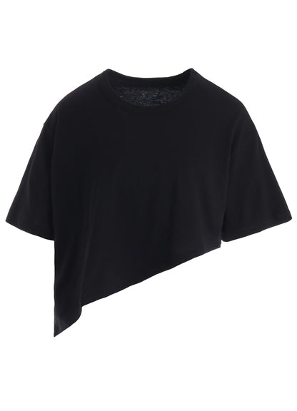 COTTON JERSEY MESSAGE PRINT ASYMMETRIC SHORT SLEEVE TEE