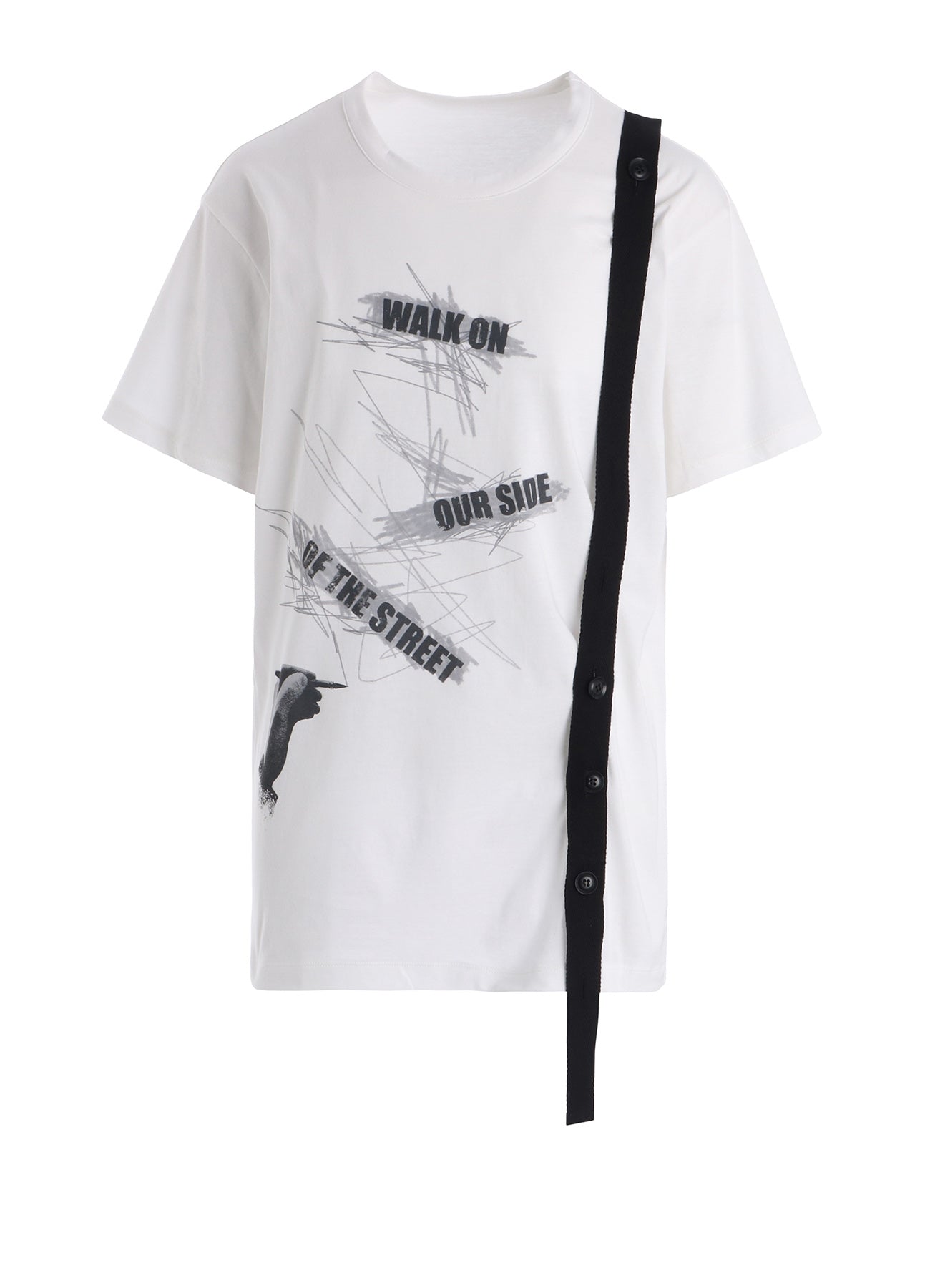 COTTON JERSEY MESSAGE PRINT BELTED HALF SLEEVE TEE – THE SHOP