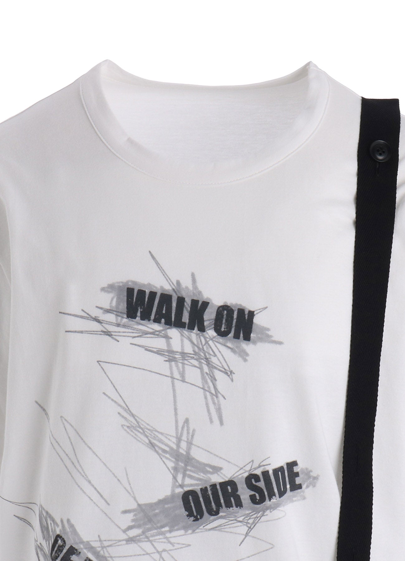 COTTON JERSEY MESSAGE PRINT BELTED HALF SLEEVE TEE