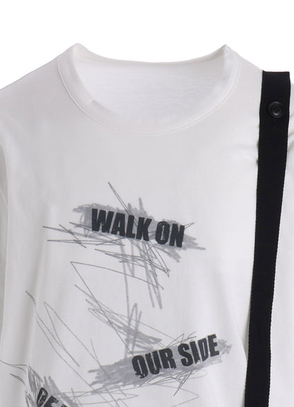 COTTON JERSEY MESSAGE PRINT BELTED HALF SLEEVE TEE