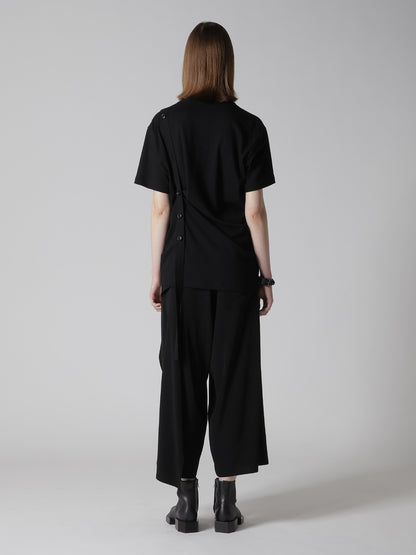 COTTON JERSEY MESSAGE PRINT BELTED HALF SLEEVE TEE