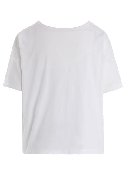 COTTON JERSEY FLOWER PRINT ROUND NECK LOOSE TEE