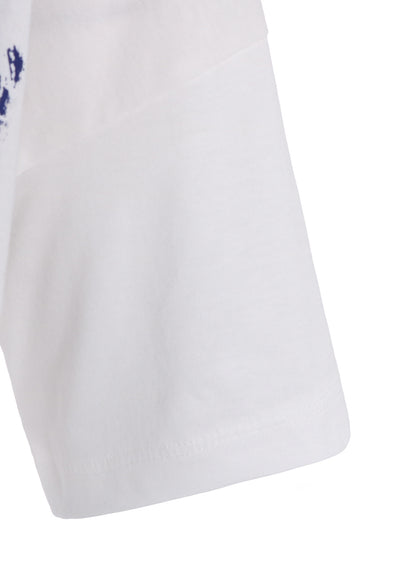 COTTON JERSEY FLOWER PRINT ROUND NECK LOOSE TEE
