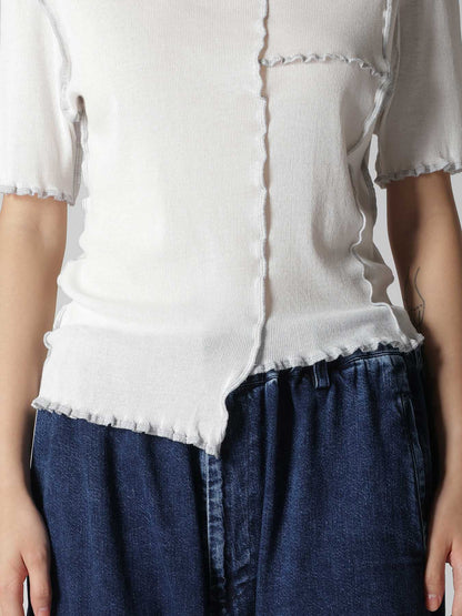 RIB HIGH NECK PANEL TEE