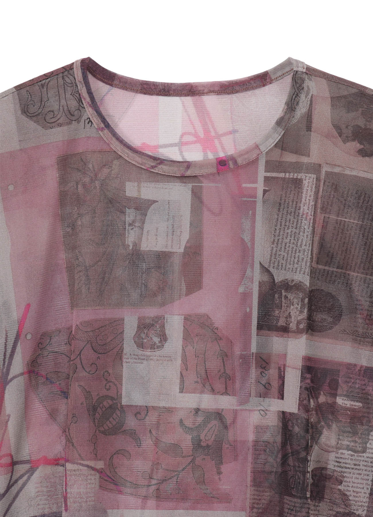 TULLE VASE COLLAGE PRINT ROUND NECK LOOSE TEE