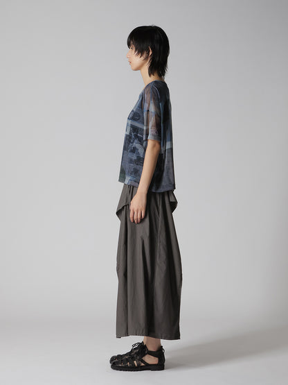 TULLE VASE COLLAGE PRINT ROUND NECK LOOSE TEE