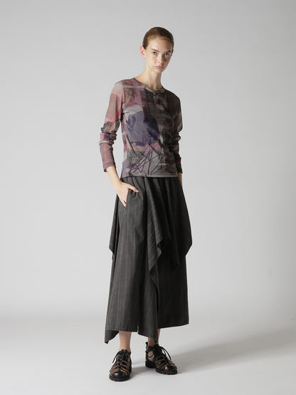 TULLE VASE COLLAGE PRINT LONG SLEEVE TEE