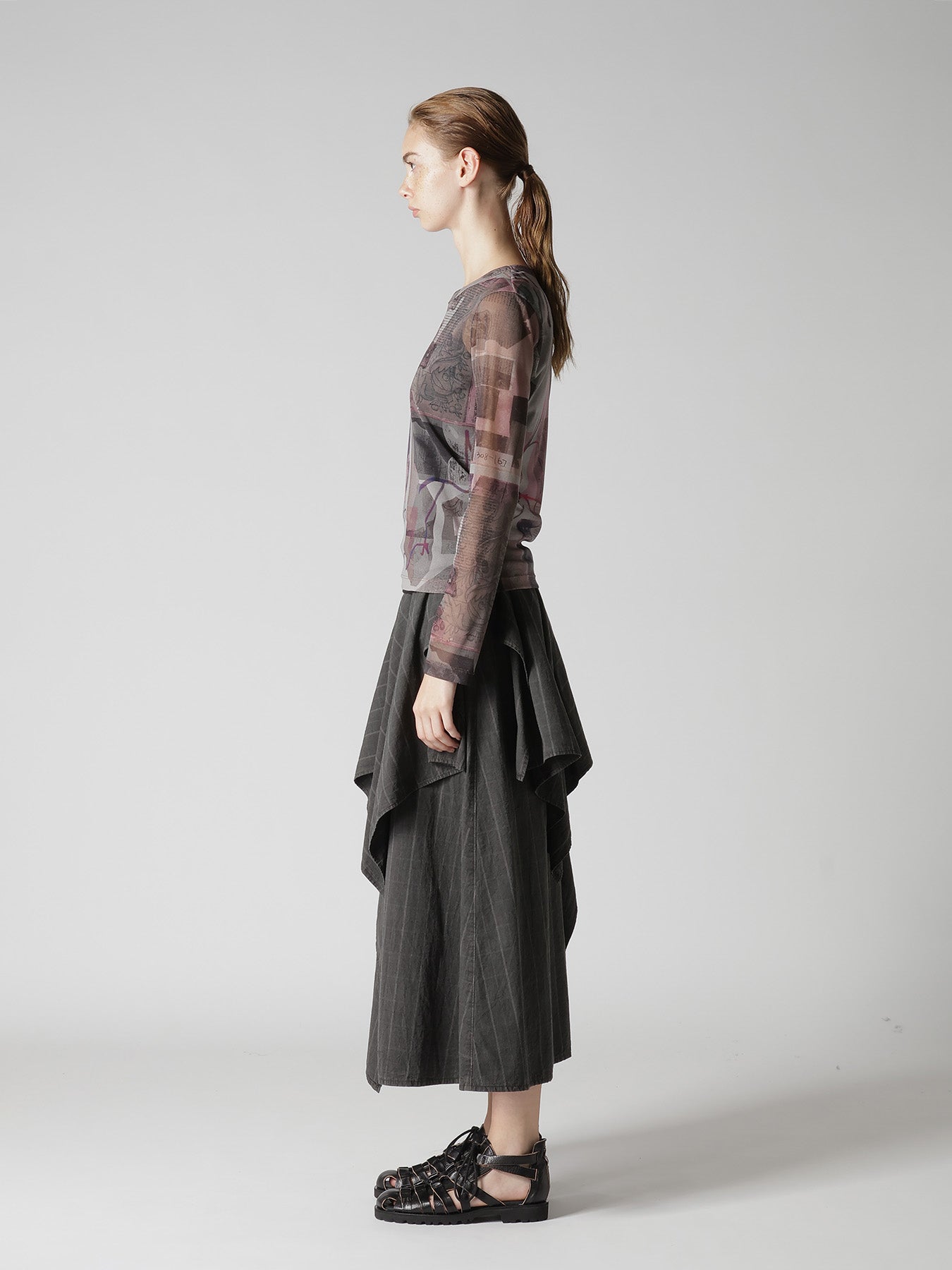 TULLE VASE COLLAGE PRINT LONG SLEEVE TEE
