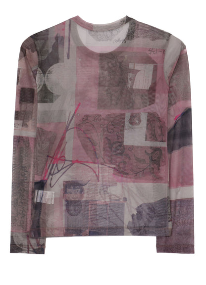 TULLE VASE COLLAGE PRINT LONG SLEEVE TEE