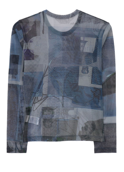 TULLE VASE COLLAGE PRINT LONG SLEEVE TEE