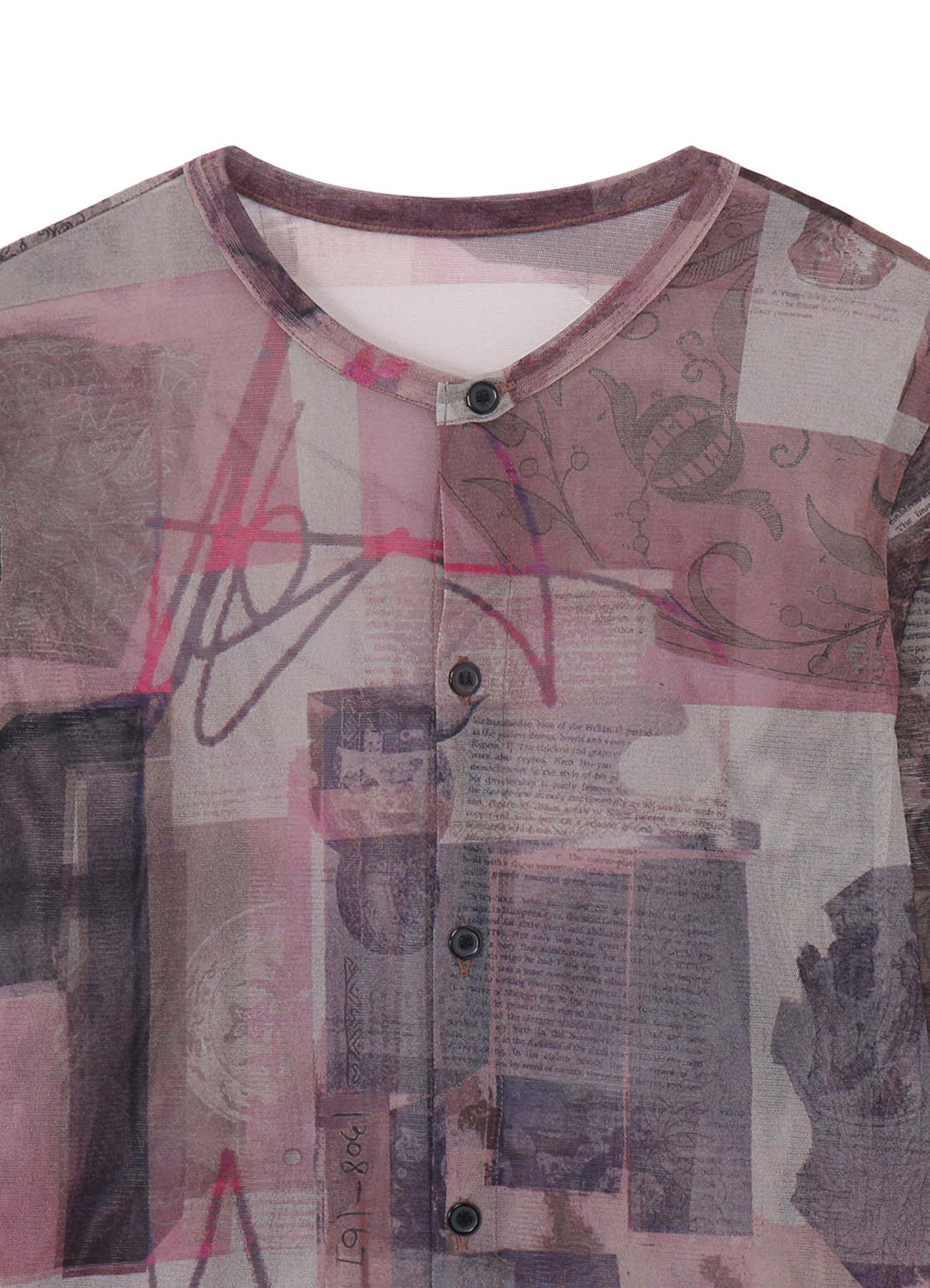 TULLE VASE COLLAGE PRINT CARDIGAN