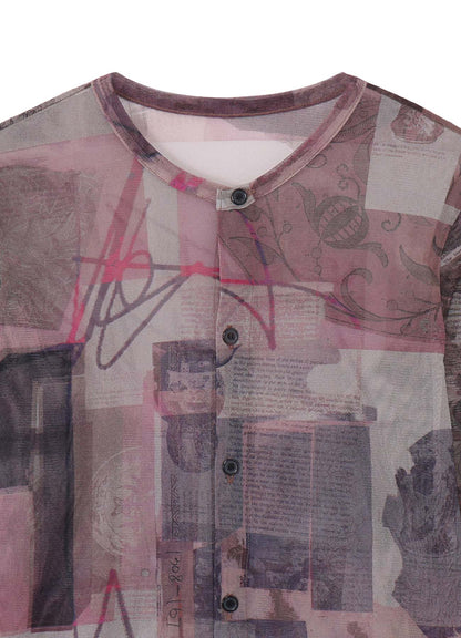 TULLE VASE COLLAGE PRINT CARDIGAN