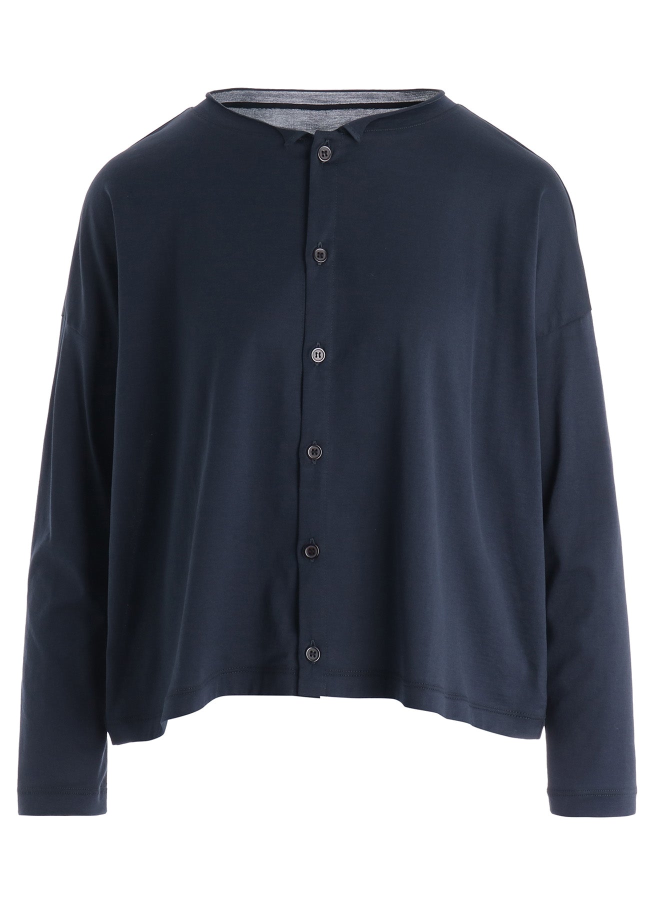 COTTON JERSEY ROUND NECK CARDIGAN