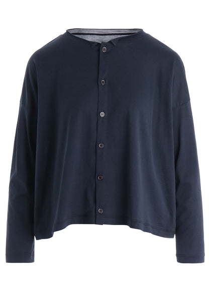 COTTON JERSEY ROUND NECK CARDIGAN