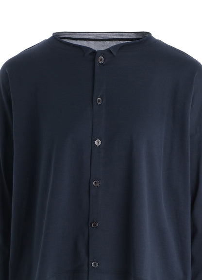 COTTON JERSEY ROUND NECK CARDIGAN