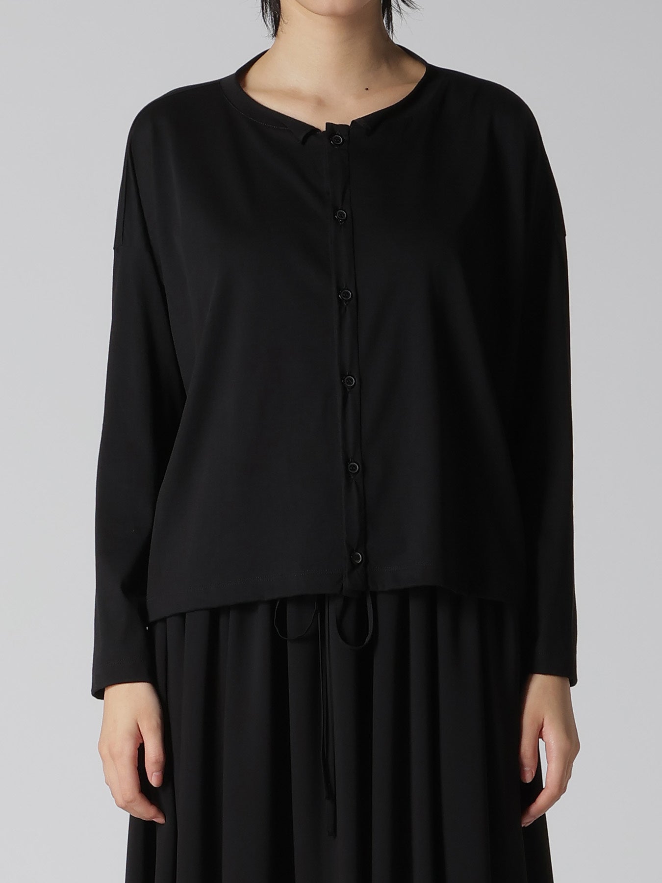 COTTON JERSEY ROUND NECK CARDIGAN
