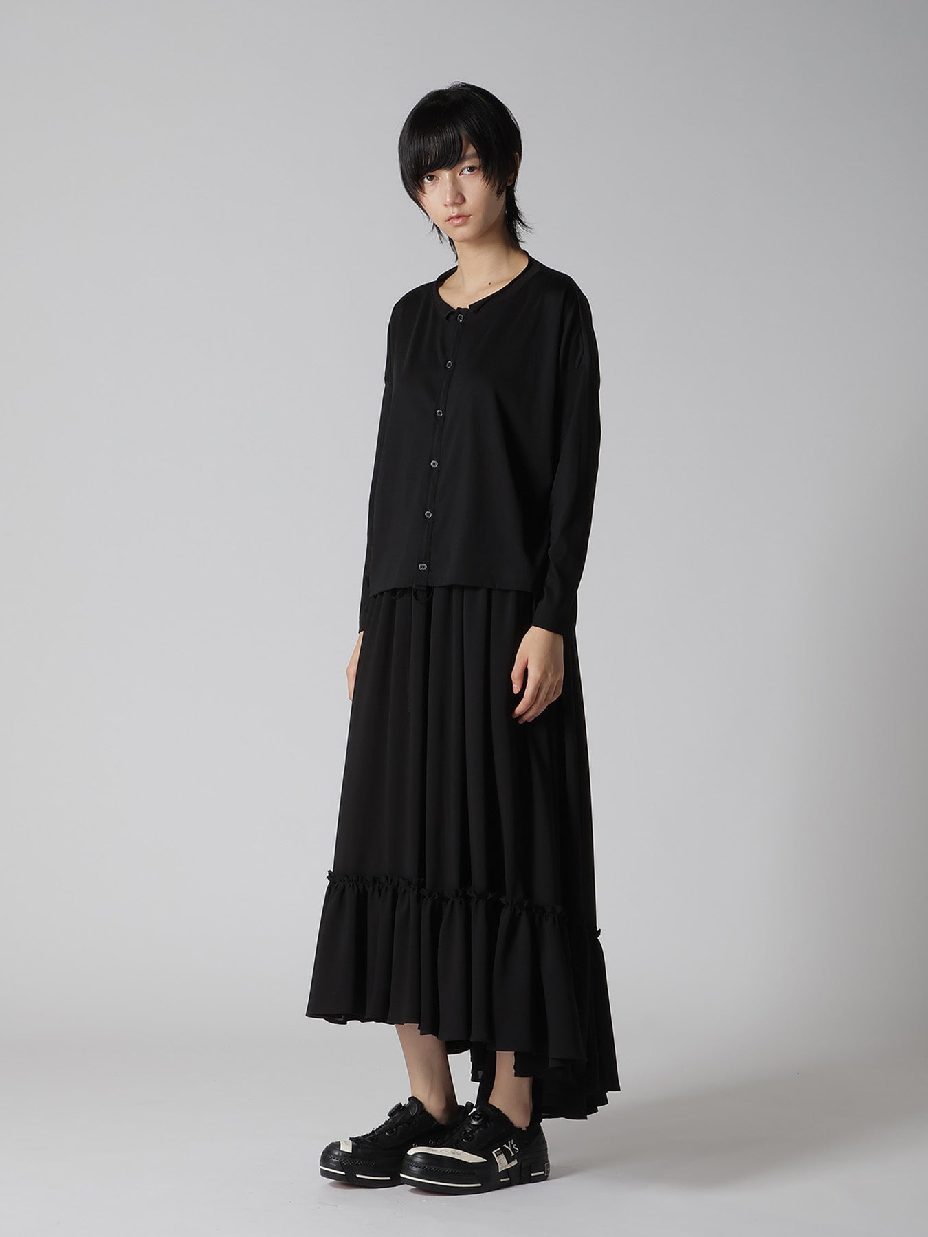 COTTON JERSEY ROUND NECK CARDIGAN