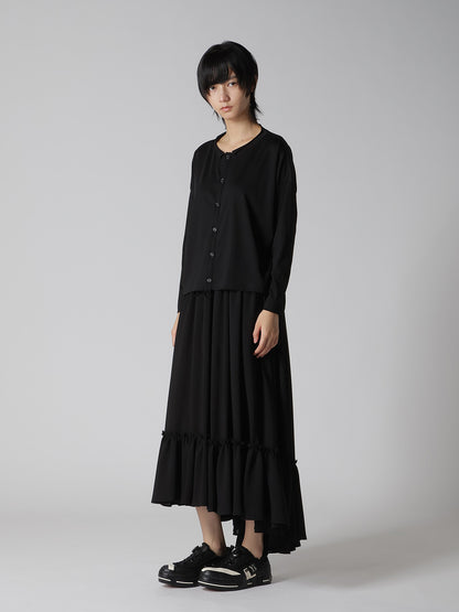 COTTON JERSEY ROUND NECK CARDIGAN