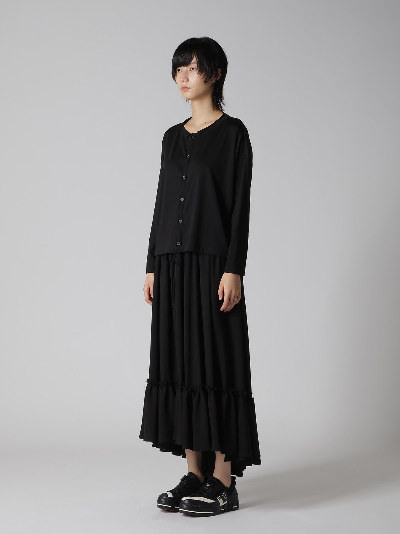 COTTON JERSEY ROUND NECK CARDIGAN
