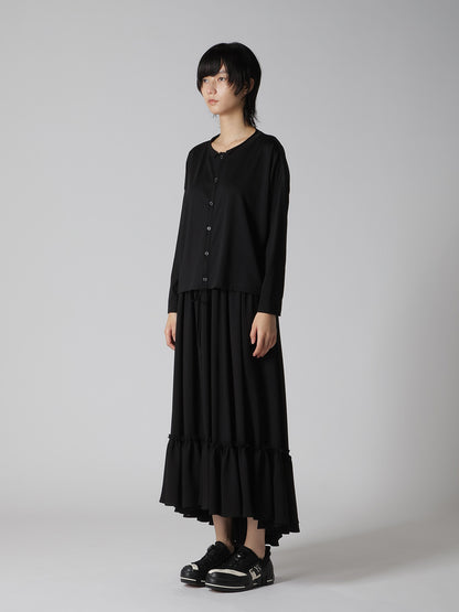 COTTON JERSEY ROUND NECK CARDIGAN