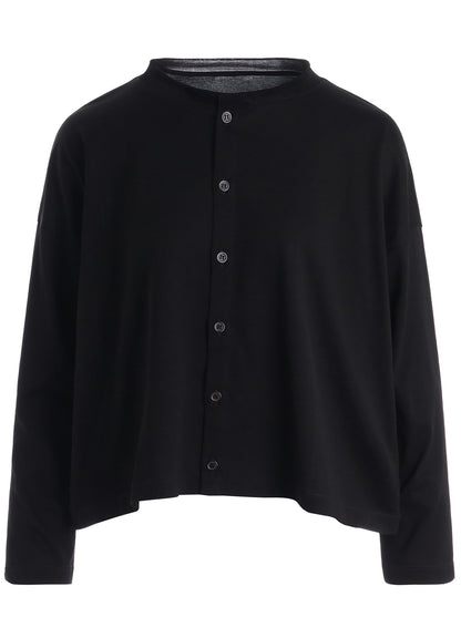 COTTON JERSEY ROUND NECK CARDIGAN