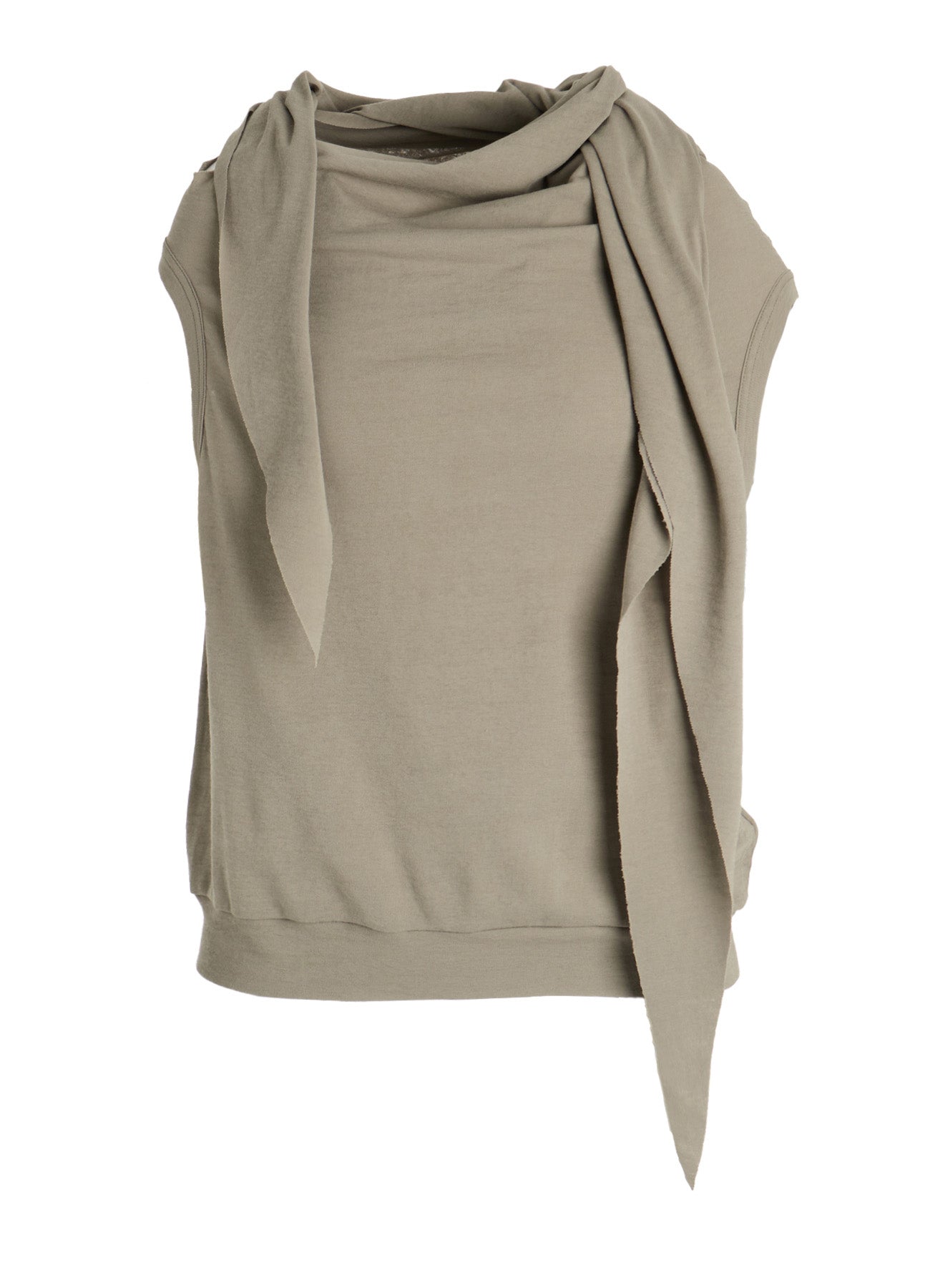 COTTON GAUZE FRAISE DRAPE TIE SLEEVELESS TEE