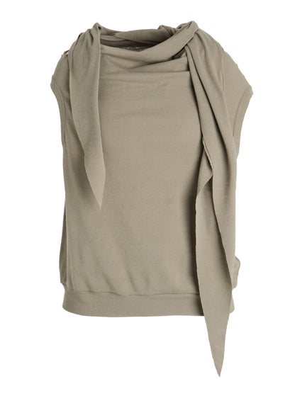COTTON GAUZE FRAISE DRAPE TIE SLEEVELESS TEE