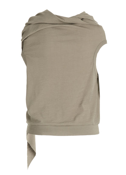 COTTON GAUZE FRAISE DRAPE TIE SLEEVELESS TEE