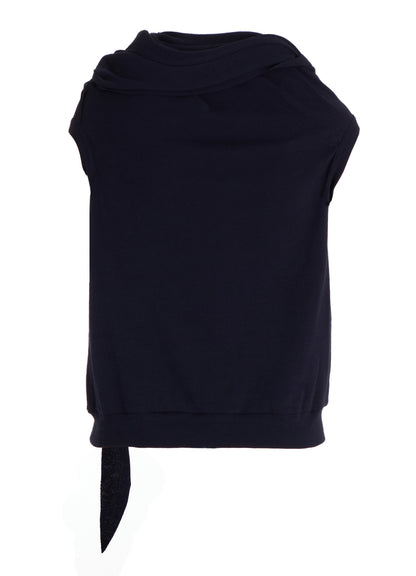 COTTON GAUZE FRAISE DRAPE TIE SLEEVELESS TEE