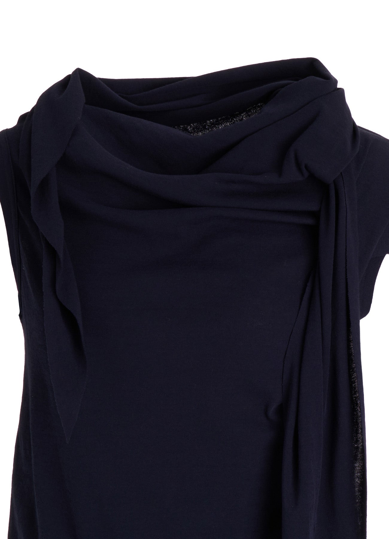 COTTON GAUZE FRAISE DRAPE TIE SLEEVELESS TEE
