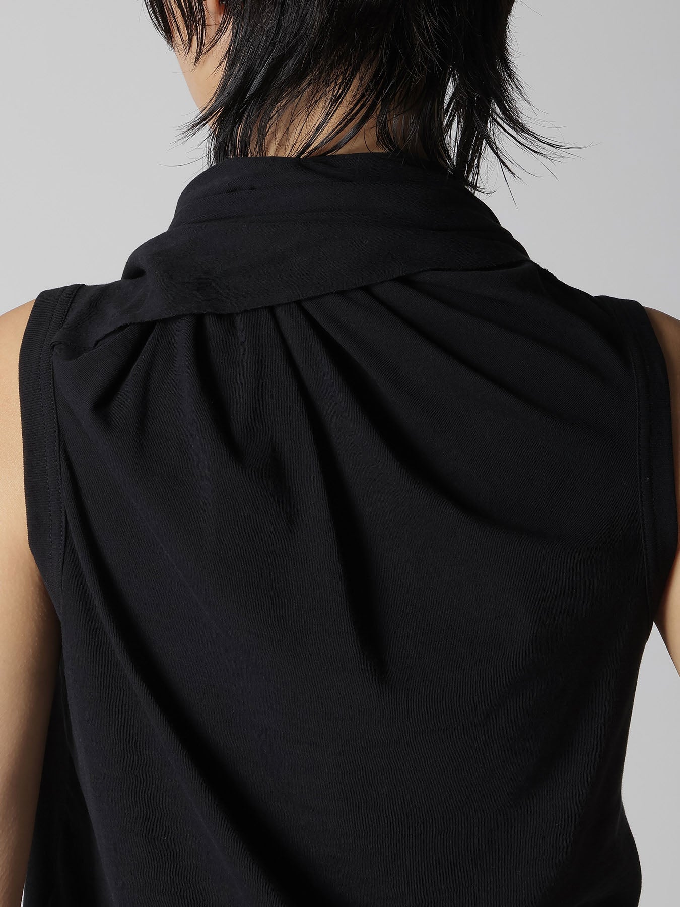 COTTON GAUZE FRAISE DRAPE TIE SLEEVELESS TEE
